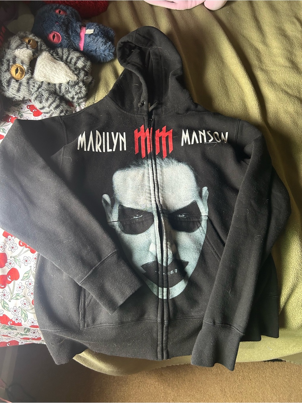 Marilyn Manson Black Graphic Zip Hoodie with Face Print